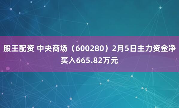 股王配资 中央商场（600280）2月5日主力资金净买入665.82万元