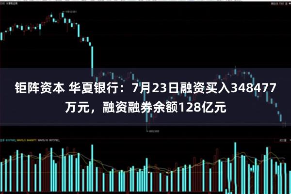 钜阵资本 华夏银行：7月23日融资买入348477万元，融资融券余额128亿元